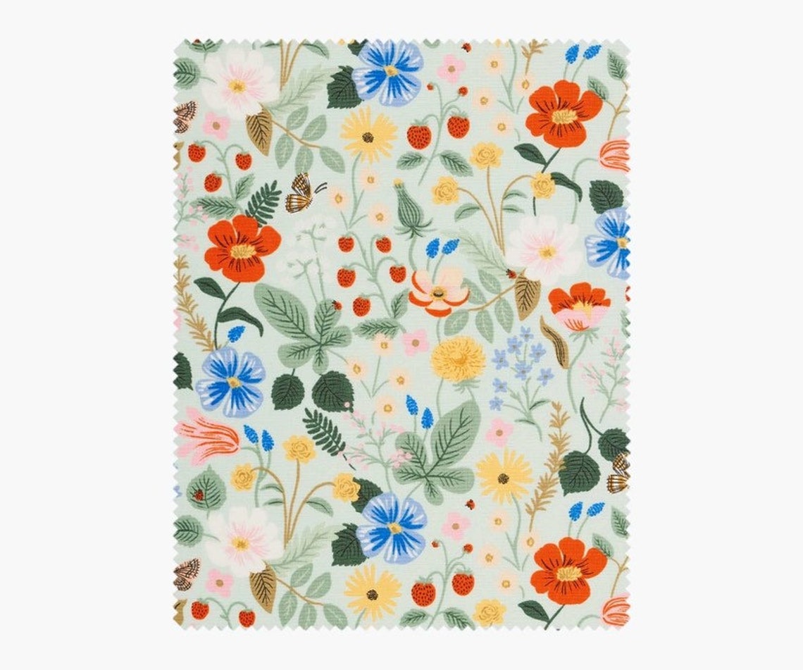 Rifle Paper Co Fabric 1/2 Yard Strawberry Fields Mint Etsy