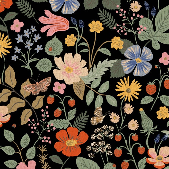 Rifle Paper Co CANVAS Fabric CANVAS 1/2 Yard Strawberry Etsy