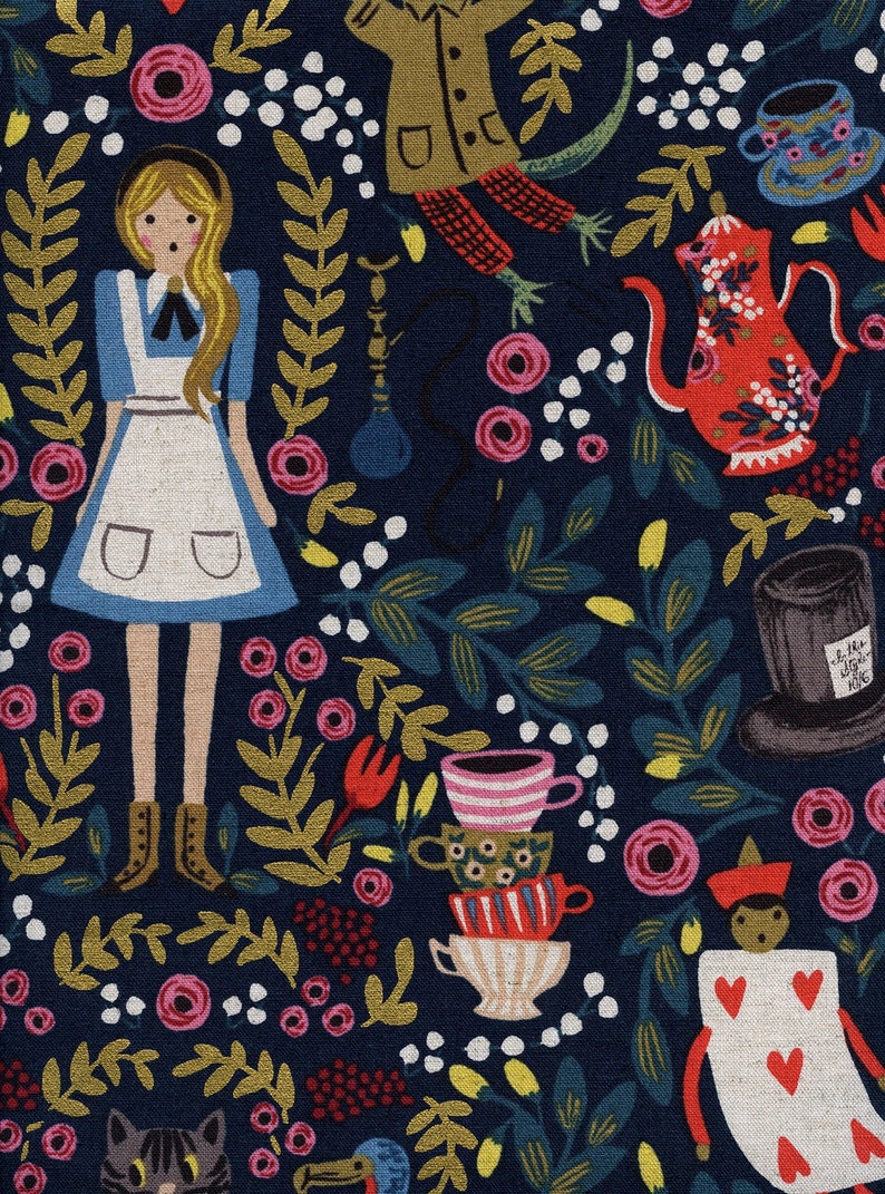 Rifle Paper Co Fabric 1/2 Yard CANVAS Alice in Wonderland Etsy