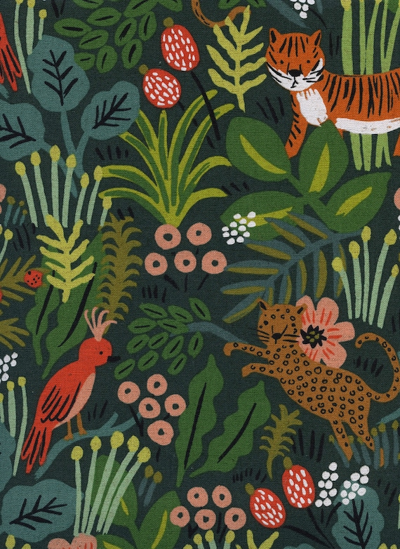 Rifle Paper Co Fabric CANVAS 1/2 Yard Menagerie Jungle Etsy