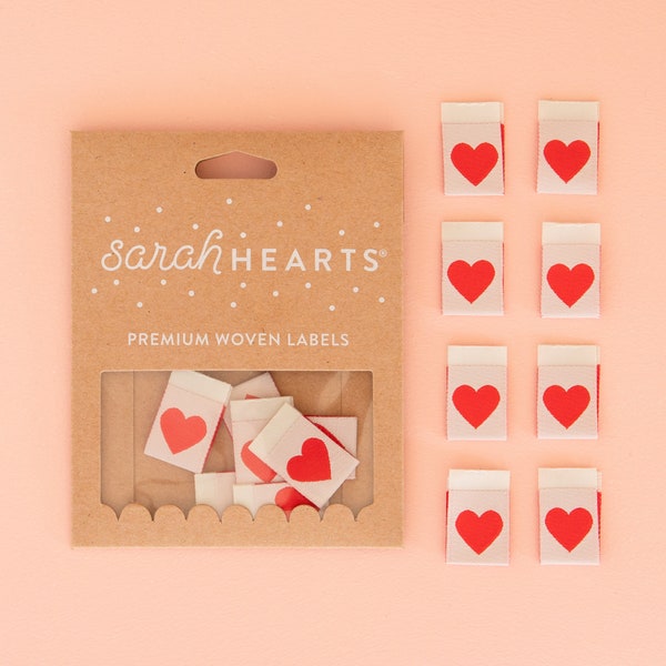 Sarah Hearts - Red Heart Woven Labels