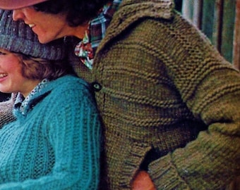 Easy Women's Knitted Sweater and Men's Cardigan Patterns Digital Download Vintage Knitting Patterns
