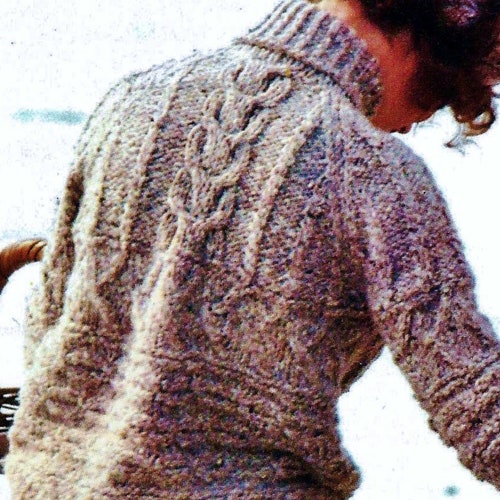 Black and Cream Floral Patchwork Wide Sleeve Fisherman Cable Knit Sweater