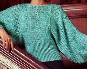 Crocheted Batwing Blouse Digital Download Vintage Crochet Pattern