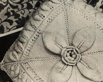Knitted Victorian Flower Pillow Pattern Digital Download Vintage Knitting Pattern