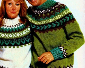 Modèles de pull scandinave pour hommes et femmes en téléchargement numérique, modèles de tricot vintage