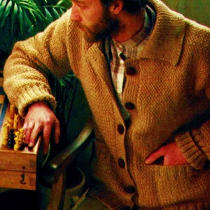 Knitted Men&#39;s Cardigan Sweater Pattern Digital Download Vintage Knitting Pattern