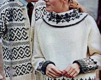 Knitted Women's Scandinavian Sweater And Men's Cardigan Patterns Digital Download Vintage Knitting Patterns