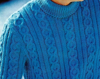 Knitted Men's Fisherman Cable Sweater Pattern Digital Download Vintage Knitting Pattern