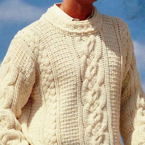 Crocheted Men's Fisherman Cable Sweater Pattern Digital Download Vintage Crochet Pattern