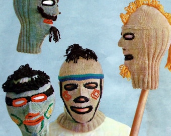 Modèle de masques de ski personnalisé en téléchargement numérique, modèle de tricot vintage