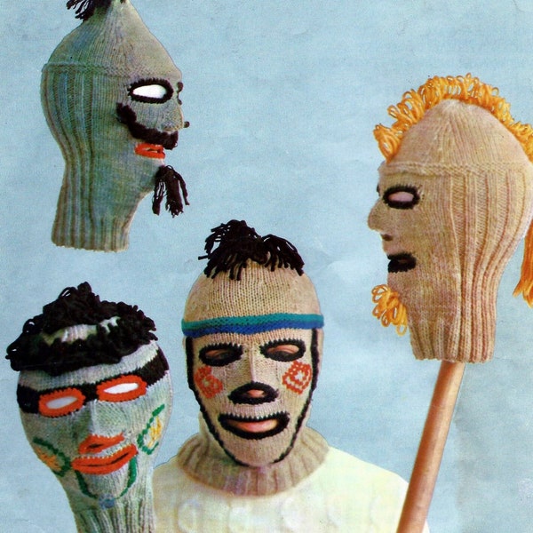 Knitted Personalized Ski Masks Pattern Digital Download Vintage Knitting Pattern