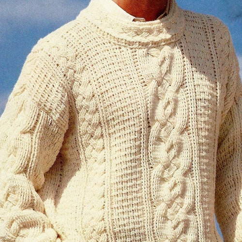 Crocheted Fisherman Cable Sweater Digital Download Vintage - Etsy