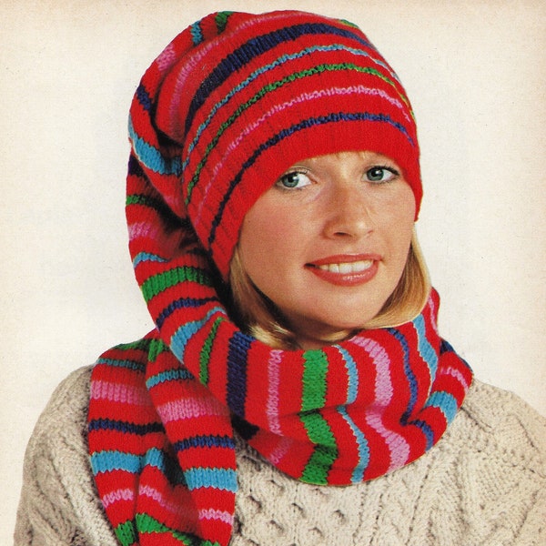 Knitted Stocking Cap Digital Download Vintage Knitting Pattern