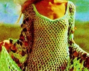 Crocheted Fishnet Dress Pattern Digital Download Vintage Crochet Pattern