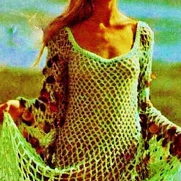 Crocheted Fishnet Dress Pattern Digital Download Vintage Crochet Pattern