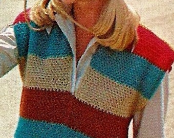 Easy Crocheted Vest Pattern Digital Download Vintage Crochet Pattern