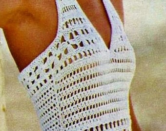 Crocheted Halter Dress Digital Download Vintage Crochet Pattern