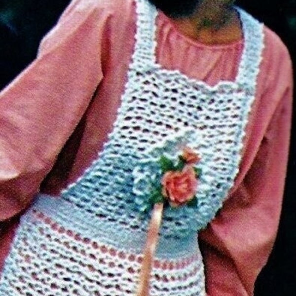 Crocheted Pinafore Apron Pattern Digital Download Vintage Crochet Pattern