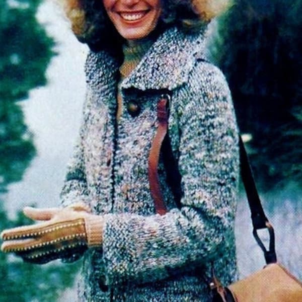 Easy Knitted Coat Pattern Digital Download Vintage Knitting Pattern