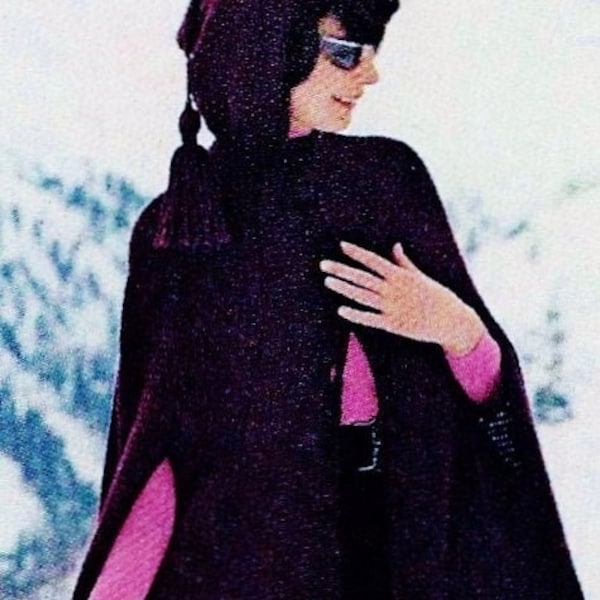 Crocheted Hooded Long Cape Pattern Digital Download Vintage Crochet Pattern