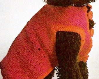 Crocheted Dog Sweater with Knitted Collar for Medium to Large Dogs Pattern Digital Download Vintage Crochet and Knit Pattern