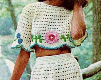 Crocheted Skirt and Top Patterns Digital Download Vintage Crochet Pattern