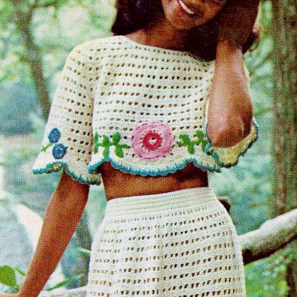 Patrons de jupe et de haut au crochet Téléchargement numérique vintage Crochet Pattern