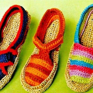 Crocheted Espadrilles Shoes Pattern Digital Download Vintage Crochet Pattern