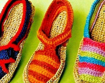 Crocheted Espadrilles Shoes Pattern Digital Download Vintage Crochet Pattern