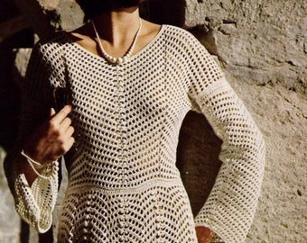 Crocheted Chevron Lace Dress Pattern Digital Download Vintage Crochet Pattern