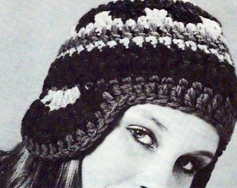 Crocheted Hat with or without Ear Flaps Pattern Digital Download Vintage Crochet Pattern