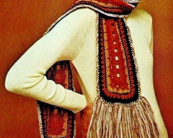 Crocheted Scarf Pattern Digital Download Vintage Crochet Pattern