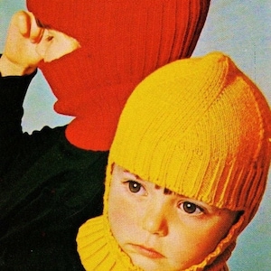 Knitted Child's Balaclava Helmet Pattern Digital Download Vintage Knitting Pattern