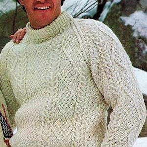 Knitted Irish Fisherman Cable Sweater Digital Download Vintage Knitting Pattern