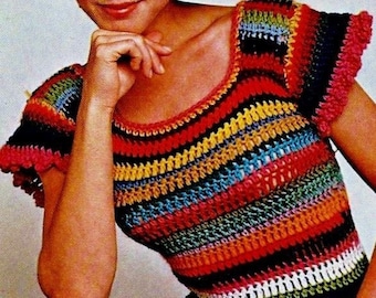 Easy Crocheted Top Pattern Digital Download Vintage Crochet Pattern