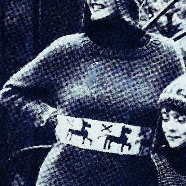 Pulls péruviens tricotés pour femmes et enfants et oreillettes chapeaux modèles téléchargement numérique vintage modèles de tricot