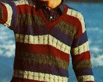 Knitted Vest, Men's Pullover Sweater and Women's Cardigan Patterns Digital Download Vintage Knitting Pattern