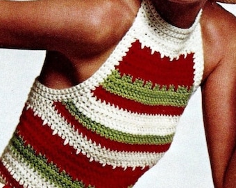 Crocheted Halter Top Pattern Digital Download Vintage Crochet Pattern