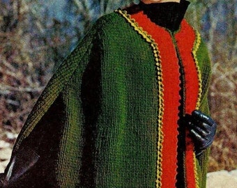 Knitted Cape Pattern Digital Download Vintage Knit and Crochet Pattern