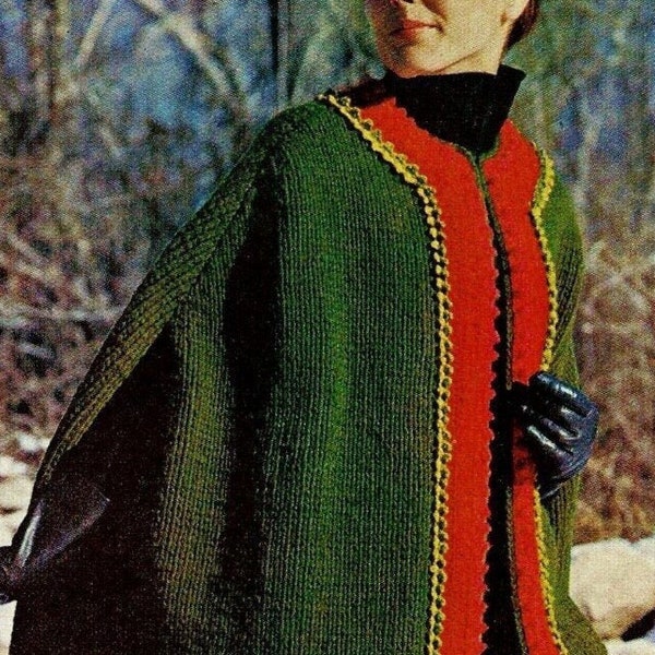 Knitted Cape Pattern Digital Download Vintage Knit and Crochet Pattern