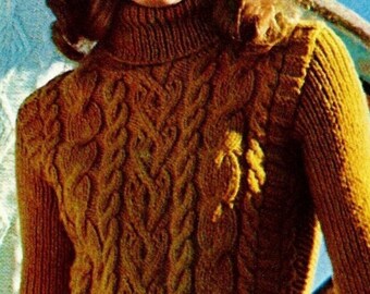 Knitted Fisherman Cable Sweater Pattern Digital Download Vintage Knitting Pattern