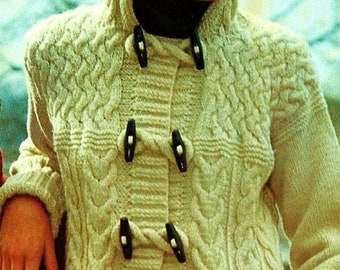 Knitted Cable Hooded Coat Digital Download Vintage Knitting Pattern