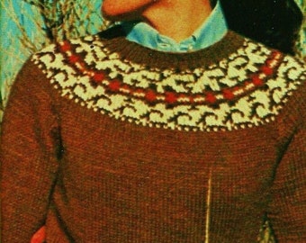 Modèle de pull scandinave en téléchargement numérique, modèle de tricot vintage