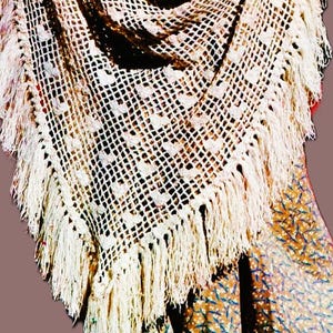 Crocheted Heart Shawl Pattern Digital Download Vintage Crochet Pattern