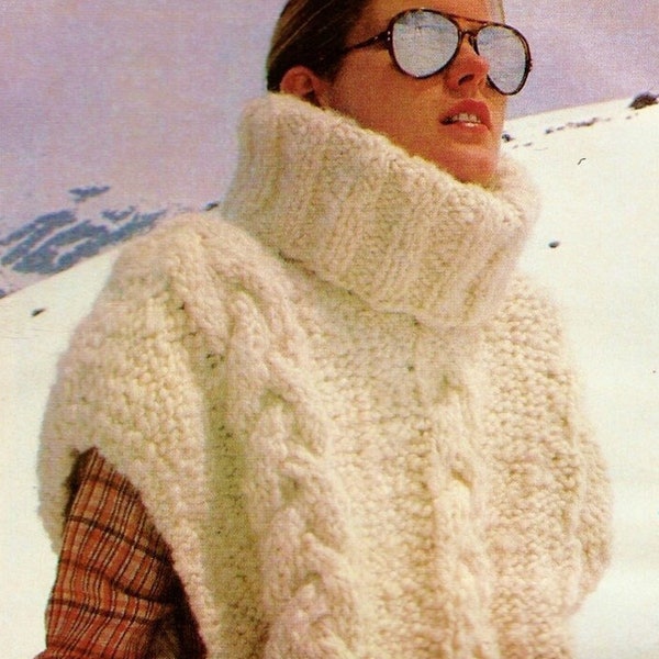 Cable Knit Vest Pattern Digital Download Vintage Knitting Pattern