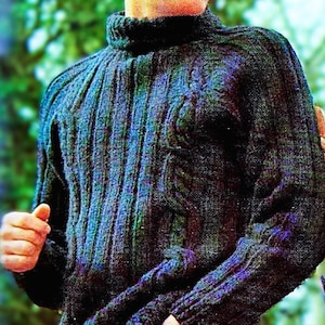 Knitted Men&#39;s Fisherman Cable Sweater Pattern Digital Download Vintage Knitting Pattern