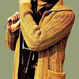 Knitted Cardigan Sweater Pattern Digital Download Vintage Knitting Pattern