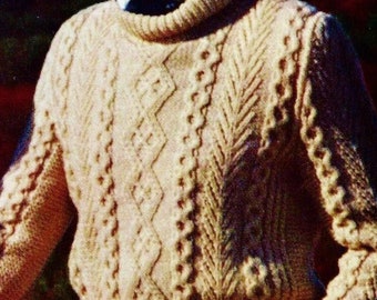 Knitted Fisherman Cable Sweater Pattern Digital Download Vintage Knitting Pattern
