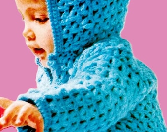Molde para casaquinho de bebê em crochê - Download digital - Molde vintage de crochê